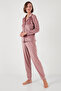 Regular Fit Soft Textured Shiny Velvet Ribbed Pajama Set Pajama Set 6097110 - 3