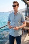 Cotton Slim Fit Button Collar Short Sleeve Shirt Men Shirt Cf21S 112546