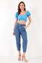 Slim Fit Gather Detailed Heart Collar Crop Blouse BLUZ5865601 - 6