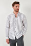 Band Collar Striped 100% Cotton Regular Fit Shirt Men's Shirt Cf23s126828 - 3