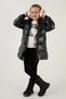 Plush Lined Faux Fur Collar Removable Hooded Winter Coat Girls' Coat 5761908 - 4