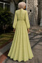 Floral Patterned Buckled Chiffon Dress Tsd260256 Green - 6