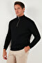 Cotton Relaxed Fit Half Zipper Crew Neck Knitted Sweat Men's Sweat 5901076 - 5