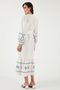 Cotton Regular Fit Balloon Sleeve Embroidery Long Gown Dress 676202 - 7