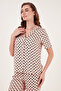 Comfortable Cut Loose Leg Mono Collar Short Sleeve Pajama Set PYJAMAS SET6110290 - 3