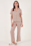 Comfortable Cut Loose Leg Mono Collar Short Sleeve Pajama Set PYJAMAS SET6110290 - 2