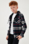Hooded Double Pocket Plaid Lumberjack Shirt Boy's Shirt Cf25W81786 - 3
