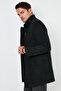 معطف صوف للرجال بقصة مريحة مزود بأزرار وياقة واقفة، باللون COAT - 5840099 - 3