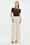 Elastic Waist Palazzo Fabric Trousers - 2