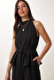 Tie-Detail Blouse Trousers Linen Set Lby0052 Black - 3