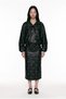 Polka Dot Embroidered Leather Midi Skirt Black - 3