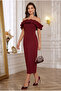 Off Shoulder Flounce Long Graduation Evening Dress - 2
