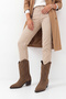 Women's Pointed Toe Cowboy Embroidered Western Boots Nilva Tobacco Brown Suede - 4