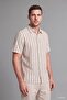 Regular Fit Polo Collar Combed Cotton Short Sleeve Striped Shirt H4586Ax26Au