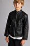 Boy's Water Repellent Faux Leather Jacket Coat C4320A824Au - 3