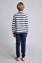 Striped Long Sleeve Pajama Top Flexible Waist Long Pajama Bottom 2-Piece Pajama Set Boy I1188A826 - 6