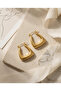 Non Tarnish Steel Geometric Angled Triangle Earrings - 5