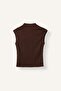 Slim Fit Half Turtleneck Wrinkled Textured Sleeveless Blouse I1497Ax26Sm - 8