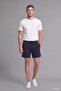 Regular Fit Straight Leg Elastic Lace-Up Waist Navy Blue Shorts H5214Ax26Sm