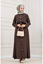 Guipure Detailed Dress-Brown - 2