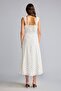 Heart Neckline Polka Dot Crepe Strap White Midi Dress I4176Ax26Sm - 7