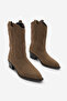 Women's Pointed Toe Cowboy Embroidered Western Boots Nilva Tobacco Brown Suede - 5