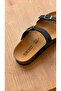 9910-z34 Anatomical Black Genuine Leather Women's Slippers - Cork Sole - 3