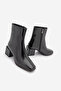 Women's Heeled Boots&Booties Blunt Toe Wood Pattern Heel Zippered Daily Classic Boots Noyes Black