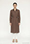 Belted Metal Button Detailed Classic Collar Brown Tunic 1628
