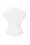 Women's White Double-Breasted Collar Asymmetrical Shirt with Shawl Belt Detail - 2