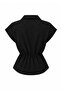 Women's Black Double-Breasted Collar Asymmetrical Shirt with Shawl Belt Detail - 2