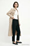 Belted Shirt Collar Stone Trench Coat 14030 - 2