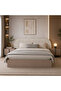Highpoint Solid Wood Design Bed Frame with Fabric Upholstered Backrest, 233X202Cm, Beige