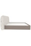 Highpoint Solid Wood Design Bed Frame with Fabric Upholstered Backrest, 233X202Cm, Beige - 8