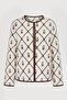 Women's Brown and White Floral Embroidered Linen Jacket