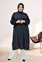 68066 Plus Size Side Slit Buttoned Jacquard Strawberry Tunic - Black - 4