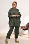 67069 Plus Size Low Sleeve Modal Pants Suit - Khaki - 4