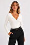 Women's V-Neck Blouse with Lace Detail - 8