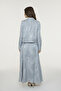 Jacquard Buttoned Shirt Collar Gray/Blue Suit 1738 - 7