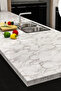 White Marble Look Covering Paper 5 Meters Self Adhesive Kitchen Countertop Shelf Coffee Table Covering - 2