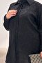68065 Large Size Men's Collared Jacquard Strawberry Shirt - Black - 2