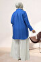 68064 Plus Size Hidden Placket Double Tensel Shirt -Indigo - 5