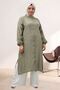 68066 Plus Size Side Slit Buttoned Jacquard Strawberry Tunic - Nefti