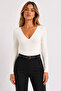 Women's V-Neck Blouse with Lace Detail - 4