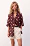 Polka Dot Patterned Shirt - Burgundy - 3