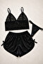 Women's Satin Shorts and Lace Bustier Set - Night Set - 2
