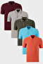 Cotton Regular Fit Buttoned Polo Neck 5'Li Package t Shirt Men t Shirt 590211827S5