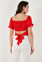 Regular Fit Madonna Collar Lacing Detailed Crop Blouse Bluz 6527017 - 7