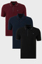 Cotton Regular Fit Stripe Detailed Buttoned Polo Collar 3-Pack t Shirt Men's t Shirt 5902118