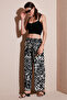 Patterned Standard Fit High Waist Wide Leg Pants Pants 5869019 - 5